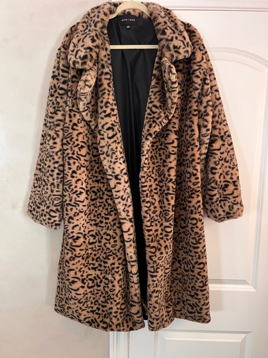 Jackets & Blazers - Ellie + Kate Leopard Faux Fur Coat - Camel & Black